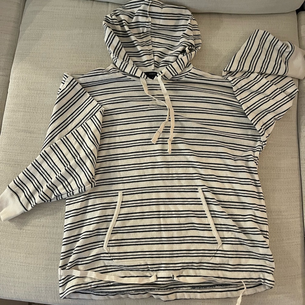 J. Crew Back and White Striped Hoodie